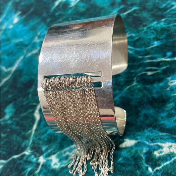 Sterling silver broad bangle - Picture 2 of 8